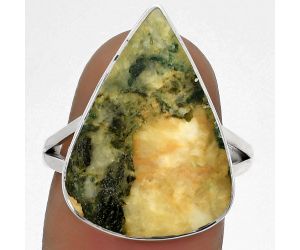 Natural Tree Weed Moss Agate - India Ring size-8 SDR178104 R-1002, 15x22 mm