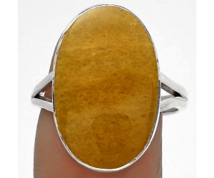Natural Honey Aragonite Ring size-8.5 SDR178183 R-1002, 13x21 mm