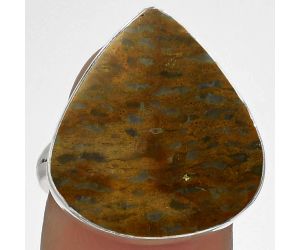 Natural Palm Root Fossil Agate Ring size-7.5 SDR178190 R-1001, 18x20 mm