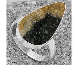 Natural Palm Root Fossil Agate Ring size-7.5 SDR178221 R-1001, 12x23 mm