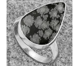 Natural Snow Flake Obsidian Ring size-7 SDR178250 R-1001, 13x20 mm
