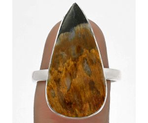 Natural Palm Root Fossil Agate Ring size-8.5 SDR178256 R-1001, 13x25 mm