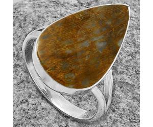 Natural Palm Root Fossil Agate Ring size-9 SDR178264 R-1002, 13x23 mm