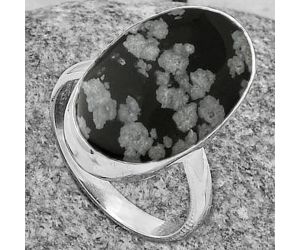 Natural Snow Flake Obsidian Ring size-8.5 SDR178286 R-1001, 13x21 mm