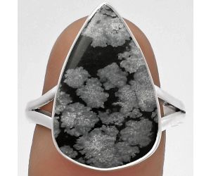 Natural Snow Flake Obsidian Ring size-8.5 SDR178406 R-1002, 13x20 mm