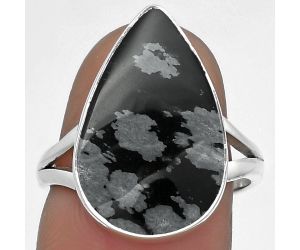 Natural Snow Flake Obsidian Ring size-7.5 SDR178435 R-1002, 12x20 mm