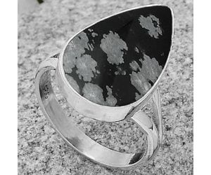 Natural Snow Flake Obsidian Ring size-7.5 SDR178435 R-1002, 12x20 mm
