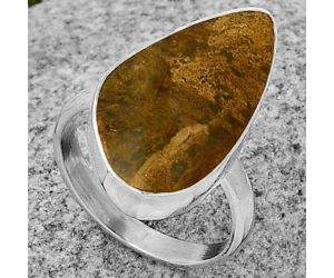 Natural Picture Jasper Ring size-7.5 SDR178436 R-1001, 12x24 mm