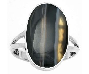 Natural Banded Onyx Ring size-8.5 SDR178452 R-1002, 12x19 mm