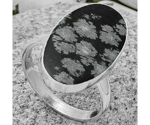 Natural Snow Flake Obsidian Ring size-8.5 SDR178453 R-1001, 13x22 mm