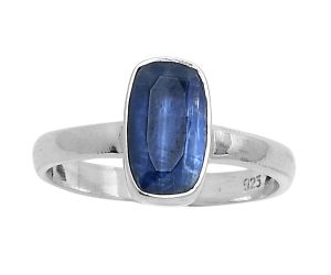Faceted Natural Blue Kyanite Ring size-8.5 SDR178522 R-1001, 6x10 mm