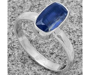 Faceted Natural Blue Kyanite Ring size-8.5 SDR178522 R-1001, 6x10 mm