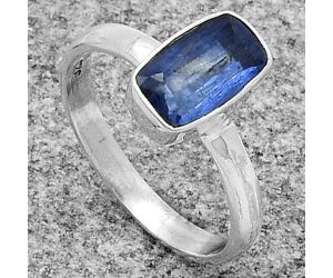 Faceted Natural Blue Kyanite Ring size-8.5 SDR178547 R-1001, 6x10 mm