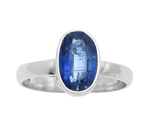 Faceted Natural Blue Kyanite Ring size-8.5 SDR178572 R-1001, 7x10 mm