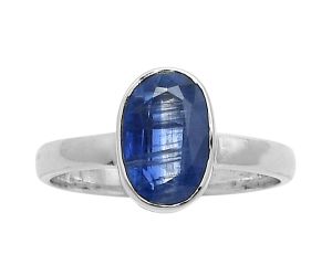 Faceted Natural Blue Kyanite Ring size-8.5 SDR178578 R-1001, 7x10 mm