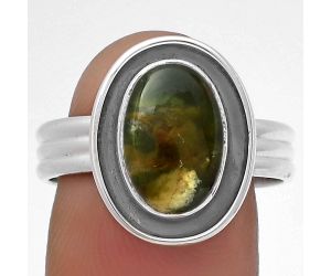 Natural Chrome Chalcedony Ring size-9 SDR178802 R-1468, 8x12 mm