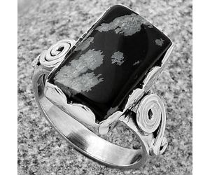 Natural Snow Flake Obsidian Ring size-7 SDR178824 R-1315, 10x16 mm