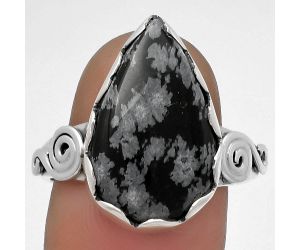 Natural Snow Flake Obsidian Ring size-9 SDR178830 R-1315, 12x19 mm