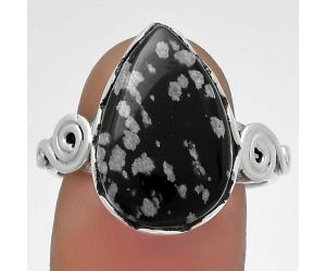 Natural Snow Flake Obsidian Ring size-8.5 SDR178841 R-1315, 12x18 mm
