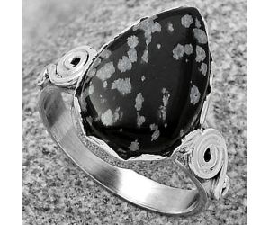 Natural Snow Flake Obsidian Ring size-8.5 SDR178841 R-1315, 12x18 mm