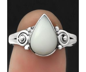 Natural White Opal Ring size-8.5 SDR178910 R-1315, 8x12 mm
