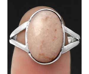 Natural Pink Scolecite Ring size-8.5 SDR178956 R-1438, 10x15 mm