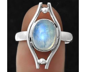 Natural Rainbow Moonstone - India Ring size-8 SDR179097 R-1663, 8x10 mm