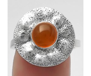 Natural Carnelian Ring size-9.5 SDR179107 R-1531, 7x7 mm
