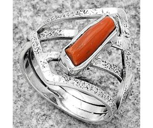 Natural Coral Stick Ring size-6.5 SDR179267, 4x11 mm