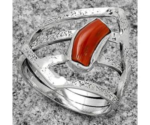 Natural Coral Stick Ring size-7 SDR179289, 4x9 mm