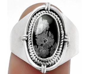 Natural Snow Flake Obsidian Ring size-8.5 SDR179349 R-1539, 7x12 mm