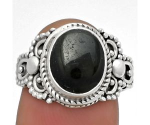 Natural Nuummite Ring size-7 SDR179387 R-1170, 9x11 mm