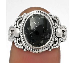 Natural Nuummite Ring size-7.5 SDR179423 R-1170, 9x11 mm