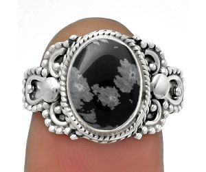 Natural Snow Flake Obsidian Ring size-7.5 SDR179424 R-1170, 8x10 mm