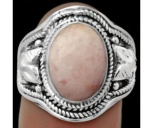 Natural Pink Scolecite Ring size-8 SDR179463 R-1312, 9x12 mm