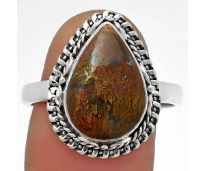 Natural Red Moss Agate Ring size-9.5 SDR179489 R-1279, 10x15 mm