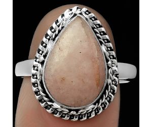 Natural Pink Scolecite Ring size-8.5 SDR179525 R-1279, 10x15 mm