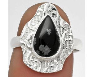 Natural Snow Flake Obsidian Ring size-8 SDR179679 R-1090, 7x11 mm