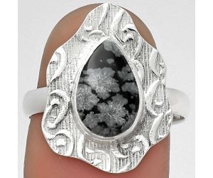 Natural Snow Flake Obsidian Ring size-8.5 SDR179681 R-1090, 7x11 mm