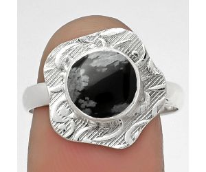 Natural Snow Flake Obsidian Ring size-8.5 SDR179697 R-1090, 8x8 mm