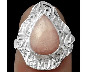Natural Pink Scolecite Ring size-6.5 SDR179713 R-1090, 9x12 mm