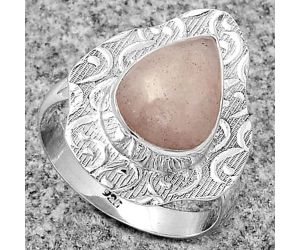 Natural Pink Scolecite Ring size-6.5 SDR179713 R-1090, 9x12 mm