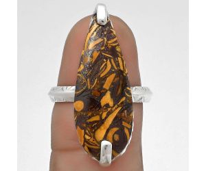 Natural Coquina Fossil Jasper - India Ring size-7 SDR179734 R-1089, 11x27 mm