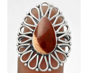 Natural Red Moss Agate Ring size-7.5 SDR179749 R-1527, 8x13 mm