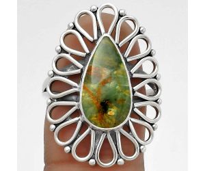 Natural Turkish Rainforest Chrysocolla Ring size-8 SDR179751 R-1527, 8x15 mm
