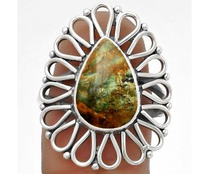 Natural Turkish Rainforest Chrysocolla Ring size-9 SDR179760 R-1527, 9x14 mm