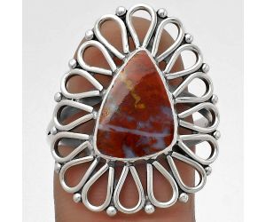 Natural Red Moss Agate Ring size-8.5 SDR179763 R-1527, 9x13 mm