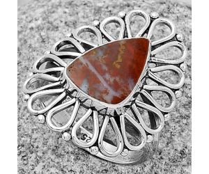 Natural Red Moss Agate Ring size-8.5 SDR179763 R-1527, 9x13 mm