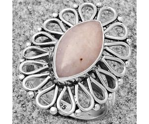Natural Pink Scolecite Ring size-7 SDR179791 R-1527, 8x16 mm