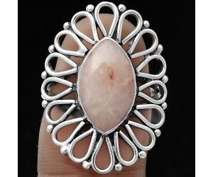 Natural Pink Scolecite Ring size-6.5 SDR179793 R-1527, 8x14 mm